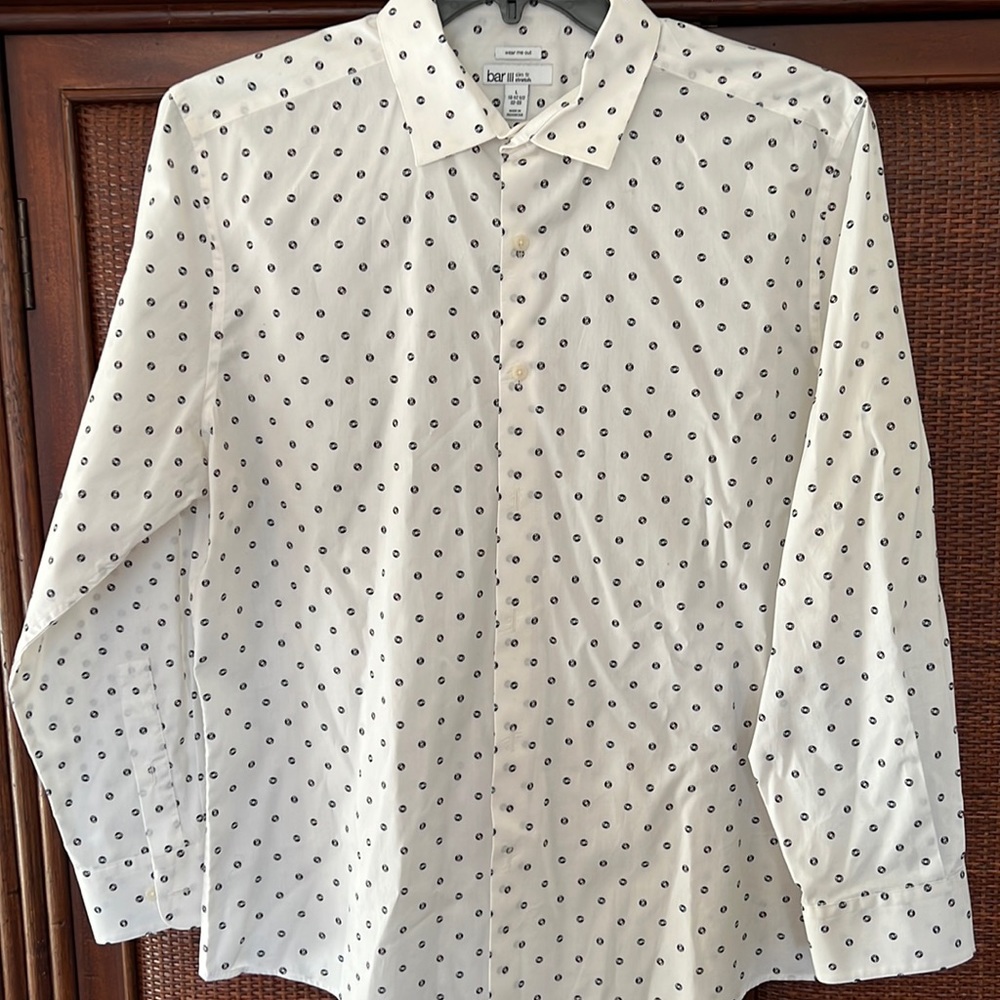 MENS BAR III SLIM FIT STRETCH SHIRT - LONG SLEEVE BUTTON DOWN - SIZE LARGE